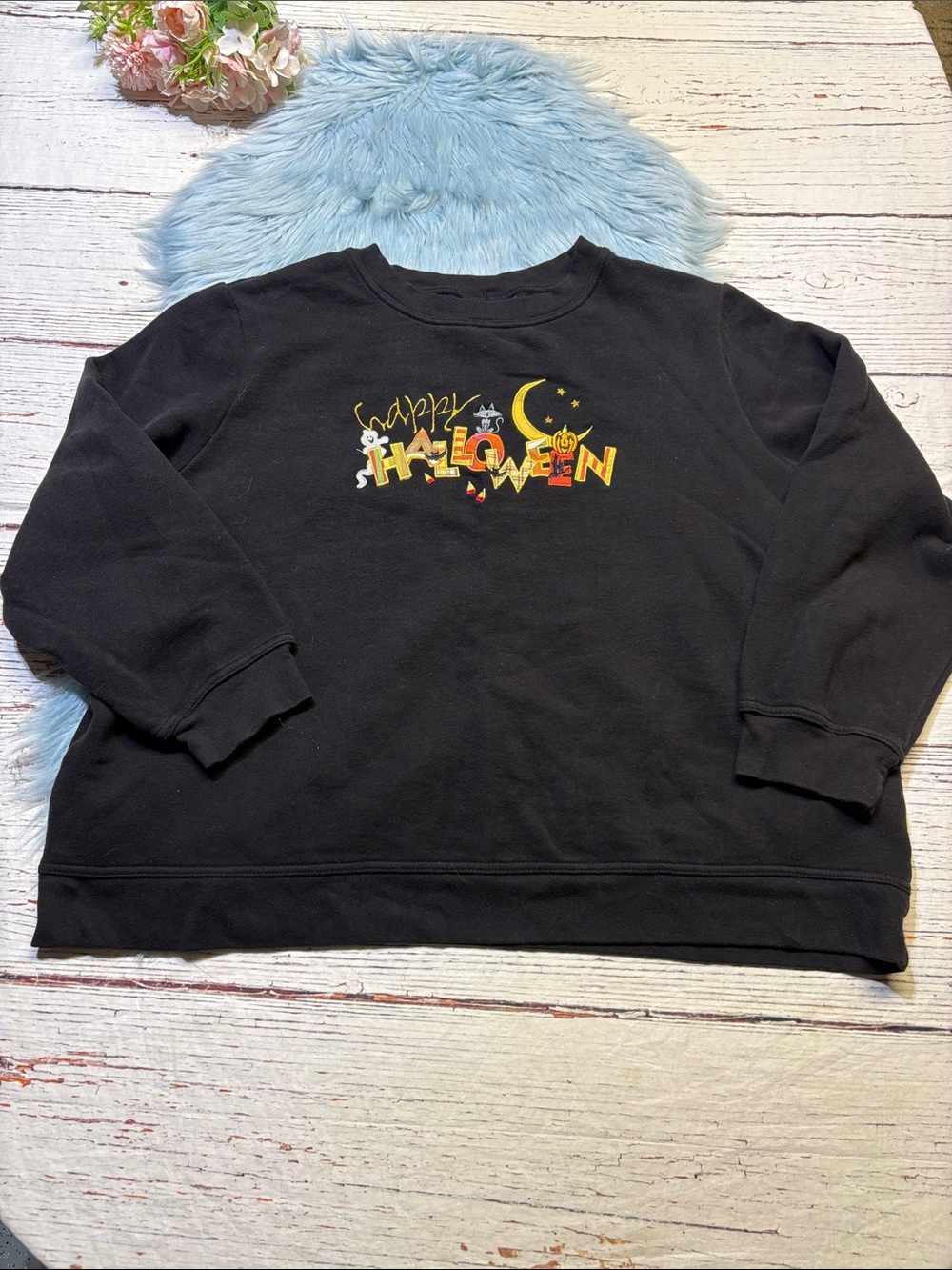 Holiday Editions Black Halloween Graphic Crewneck Sweatshirt sz 2X